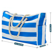 Oversized Striped Canvas Pool Bag with Pockets, Dimensions