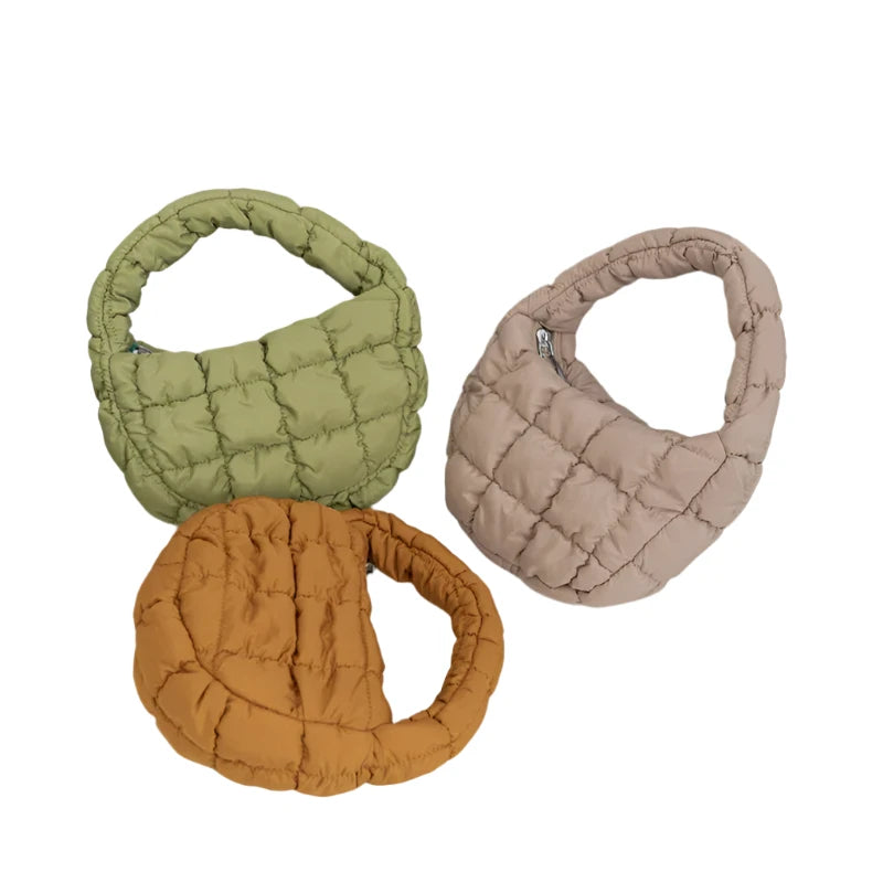 Khaki Quilted Puffer Mini Bag