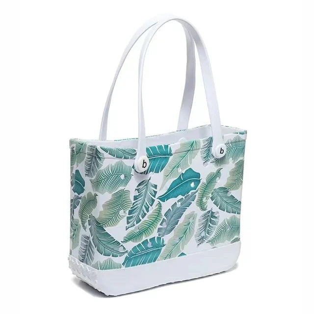 EVA Green Leaf Silicone Rubber Beach Tote Bag