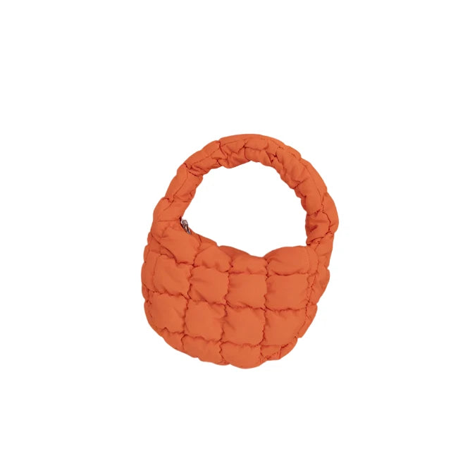 Orange Quilted Puffer Mini Bag