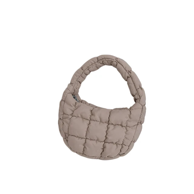 Khaki Quilted Puffer Mini Bag