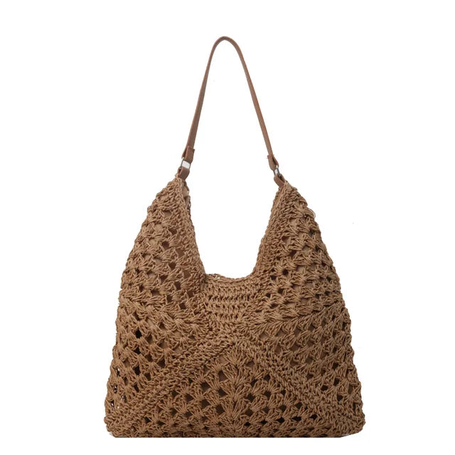 Vintage Neutrals Crocheted Shoulder Bag, Coffee