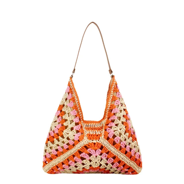 Vintage Orange Crocheted Shoulder Bag