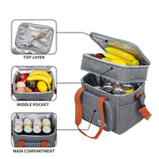 12.5L Double Layer Thermal Cooler Bag, Gray Interior