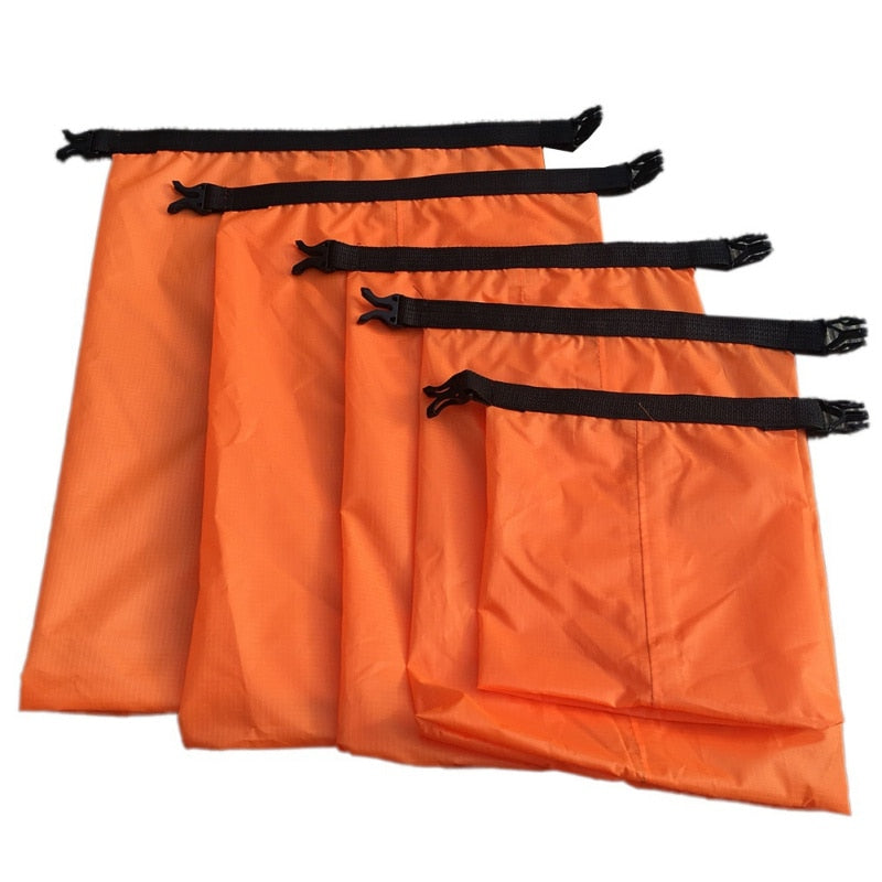 5-Piece Waterproof Swim Bags, Orange Flat