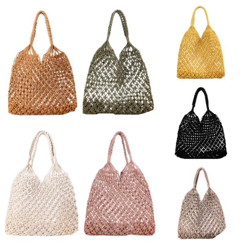 Fish Net Beach Bag with Rope Handles, All Colors