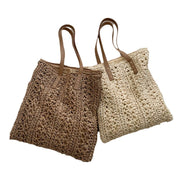 Summer Straw Woven Shopper Beach Tote, 2 colors