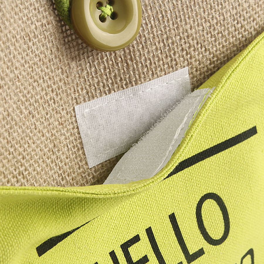 Hello Weekend Lime Canvas Tote Bag, Velcro