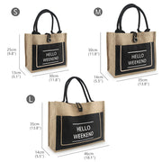 Hello Weekend Black Canvas Tote Bag, Dimensions