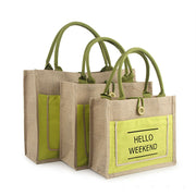 Hello Weekend Lime Canvas Tote Bag, 3 Sizes