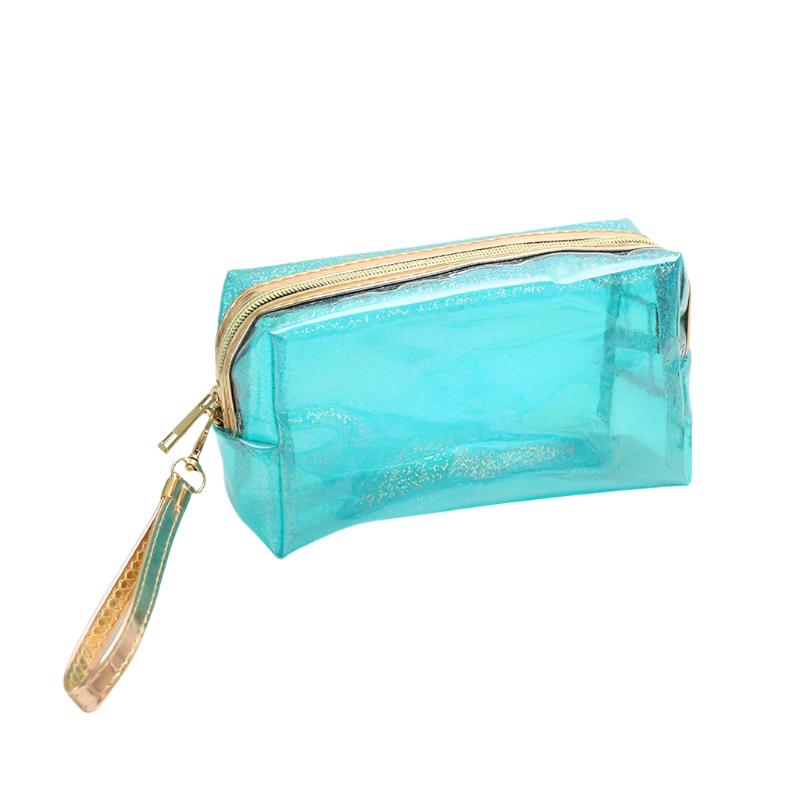 Sparkly Transparent Make-Up Bag, Aqua