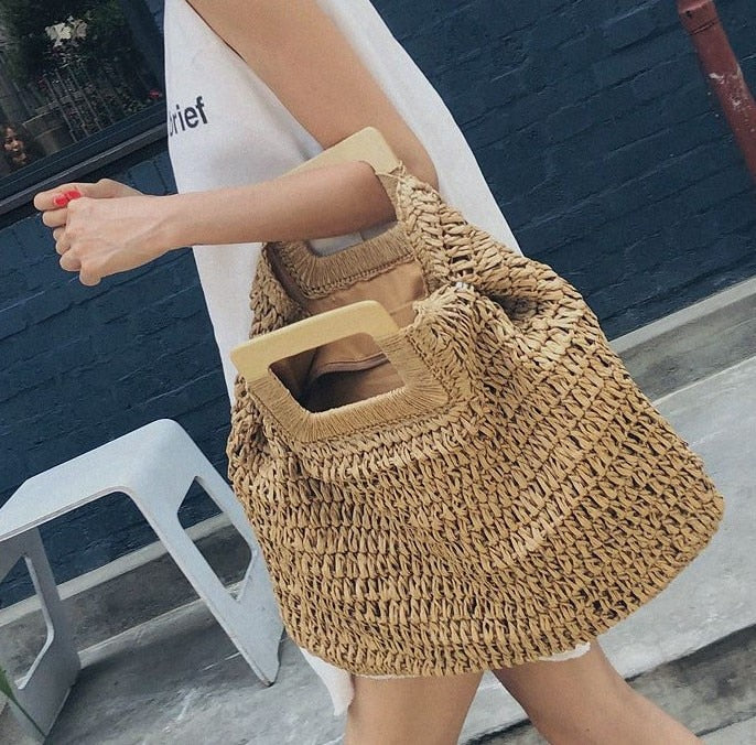 Hiboom 2020 Women Cute Handbags Rattan Straw Beach Bag