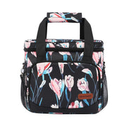 Floral Print Insulated Cooler Bag, Black/Pink