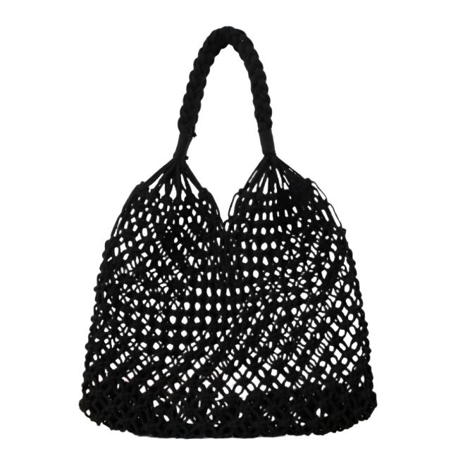 Black Fish Net Beach Bag with Rope Handles