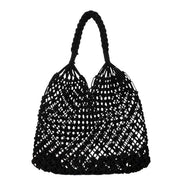 Black Fish Net Beach Bag with Rope Handles