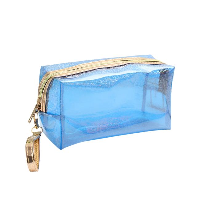 Sparkly Transparent Make-Up Bag, Blue