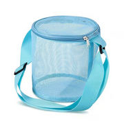 Bucket Style Mesh Shell Collection Bag, Sky Blue