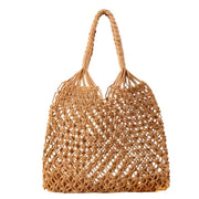 Camel Fish Net Beach Bag with Rope Handles