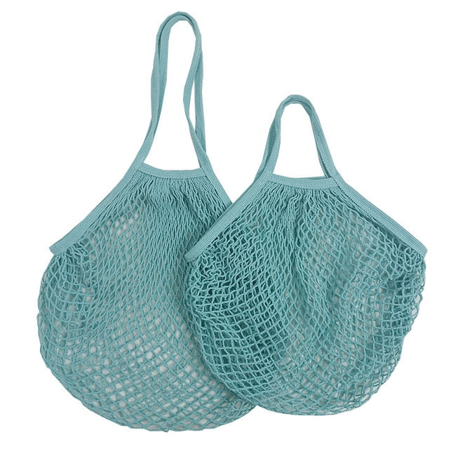 Teal Cotton Mesh Beach Bag Tote