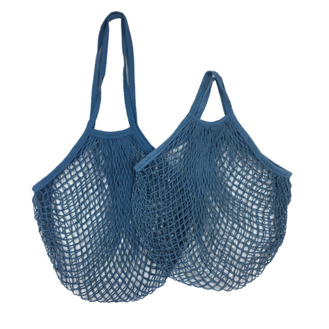 Cobalt Cotton Mesh Beach Bag Tote