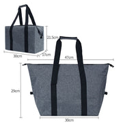 Large Capacity Folding Cooler Bag, Gray Dimensions