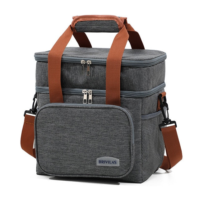 12.5L Double Layer Thermal Cooler Bag, Gray