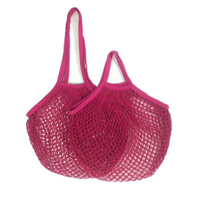 Fuchsia Cotton Mesh Beach Bag Tote