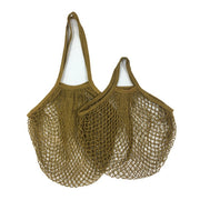 Khaki Cotton Mesh Beach Bag Tote