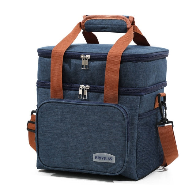 12.5L Double Layer Thermal Cooler Bag, Navy