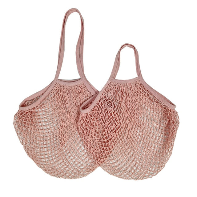 Blush Cotton Mesh Beach Bag Tote