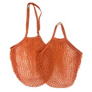 Orange Cotton Mesh Beach Bag Tote