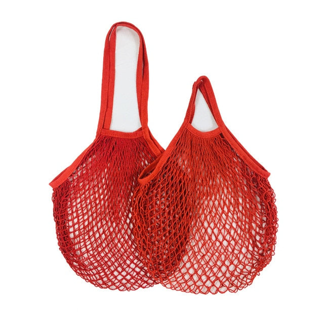 Red Cotton Mesh Beach Bag Tote