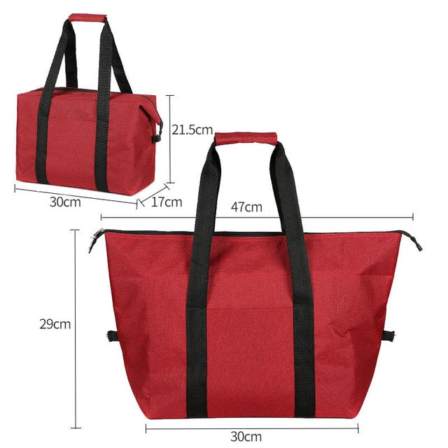 Large Capacity Folding Cooler Bag, Red