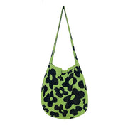 Lime/Black Flower Print Knit Shoulder Bag