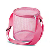 Bucket Style Mesh Shell Collection Bag, Pink