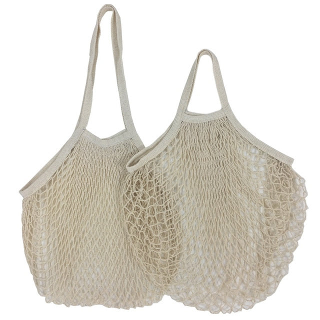 Oatmeal Cotton Mesh Beach Bag Tote