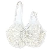 White Cotton Mesh Beach Bag Tote