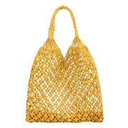 Yellow Fish Net Beach Bag with Rope Handles