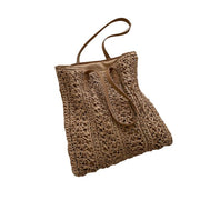 Summer Straw Woven Shopper Beach Tote, Khaki