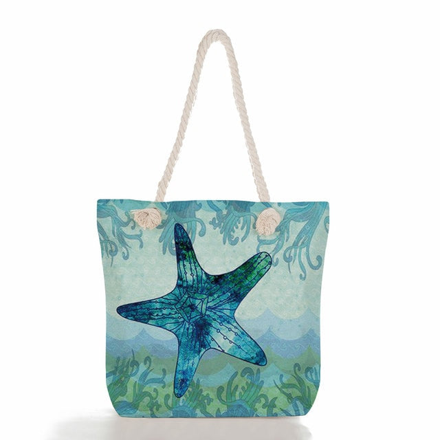 Starfish Print Canvas Beach Bag, print 02